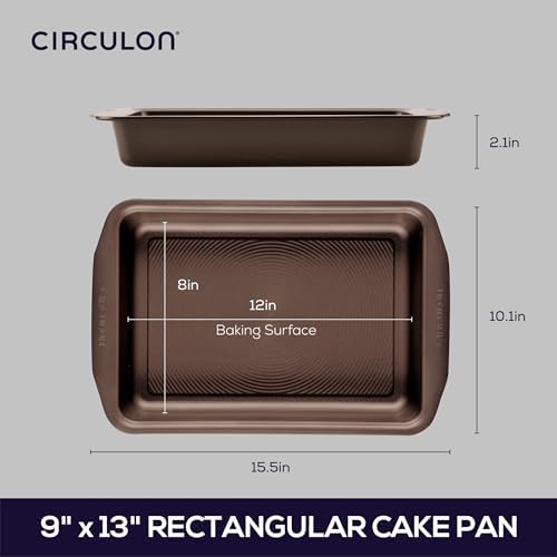 Circulon Nonstick Bakeware Rectangle Baking Pan / Cake Pan, 9 Inch x 13 Inch, Gray