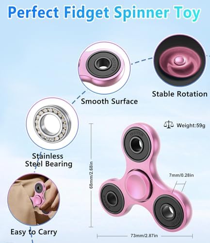 Fidget Spinner Toy Ultra Durable Stainless Steel Bearing High Speed 2-5 Min Spins Precision Metal Material Hand Spinner EDC ADHD Focus Anxiety
