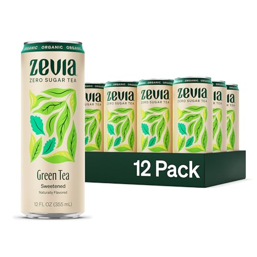 Zevia Zero Sugar Tea, Hibiscus Tea with Passionfruit Caffeine Free, 12 oz Cans (12-Pack) – Naturally Sweetened, Zero Calorie Sugar Free - Non-GMO Project Verified, Gluten-Free, Vegan