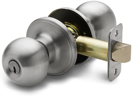 Copper Creek Privacy Interior Door Knob – ANSI Grade-3 Certified, Modern Heavy Duty Handle, Easy Install and Reversible for Bedroom, Bathroom & Closets – Satin Stainless (1 Pack)