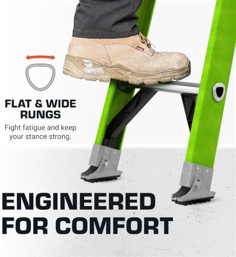 Little Giant HyperLite 16', Extension Ladder, Fiberglass | Lightweight Fiberglass Extension Ladder, Non-Conductive, For Electricians and Contractors