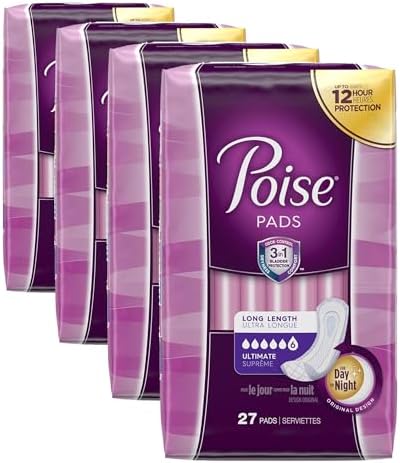 Poise Ultimate Long Pads,27 Count (Pack of 1)
