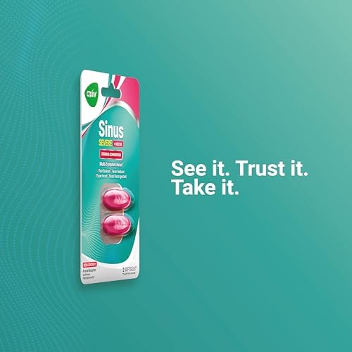 AXIV Sinus Severe + Mucus Relief, Non-Drowsy, Loosens Mucus, Maximum Strength Relief of Pain, Pressure, Congestion, & Headache Ease, 24 Softgels.