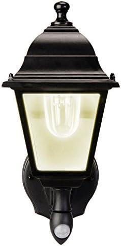 Maxsa 44219 Premium Wireless Battery-Powered Motion-Activated Decorative Outdoor Wall Sconce Lighting Fixture, Cool White LED, Metal Housing, Black