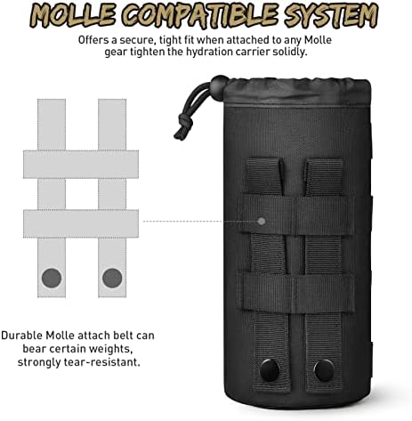 Gonex MOLLE Bottle Pouch, Drawstring Water Bottle Holder | 900D Oxford, Mesh Bottom, Fits MOLLE Packs & Vests, Flexible Height, Holds Bottles or Umbrellas