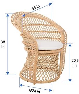 Kouboo Rattan Armchair – Natural Peacock Style Lounge & Dining Chair – Boho Patio Furniture, Indoor Accent Chair for Living Room