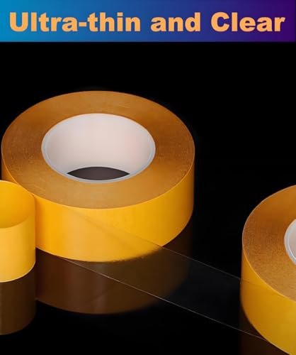 Ultra-Thin Clear Double Sided Tape Heavy Duty 2-Inch x 50 Feet Two Sides Strong Stick Mounting Adhesive Tape for Arts & Crafts, Fix Carpet