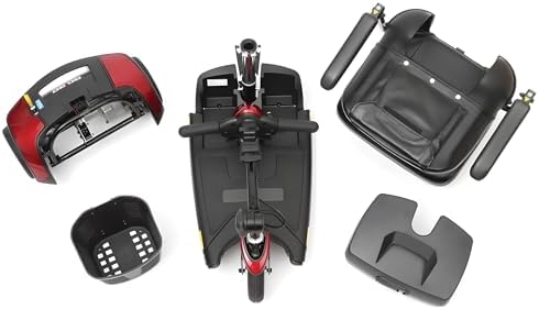 Pride Mobility Go Go Elite Traveller 3-wheel Scooter - Travel Mobility for Adults, 12 Ah Battery, 300 Lbs Weight Capacity, Red, Seat Dimensions - 17" W x 17" D - SC40E