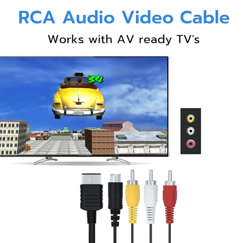 Mcbazel AV Cable for Sega Dreamcast, Composite RCA Audio Video Cord Compatible with Sega Dreamcast - 1.7M/5.58FT