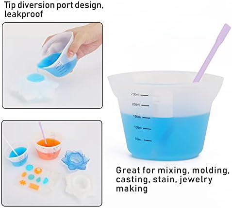 Gartful 500ml & 250ml Large Silicone Measuring Cups, Resin Mixing Cups for Epoxy, Jewelry Casting Molds, Acrylic Paint Pouring, Cup Making