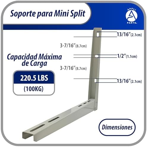 Appli Parts APAB-3160 Mini Split Wall Mounting Bracket, Heavy Duty Outdoor Support Up to 352 lbs. Fit 5000 to 36000 BTU Units, Includes Level Cross Bar, Anti Vibration Pads and Full Installation Kit