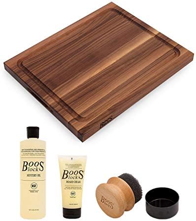 John Boos BBQ Series Rectangular Wooden Walnut Cutting Board 17"x21"