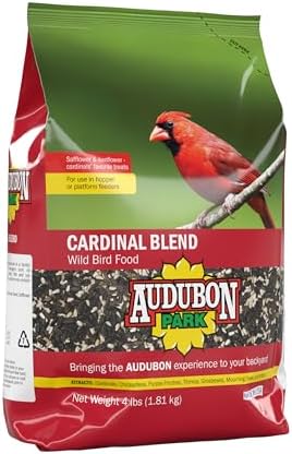 Audubon Park Cardinal Blend Wild Bird Food, Cardinal Bird Seed for Outside Feeders, 4-Pound Bag