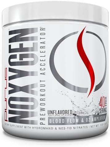 Purus Labs NOXygen Powder Pre-Workout Accelerator | Nitric Oxide Booster & Oxygen Amplifier | Hydromax Glycerol & NO3-T Nitrates | 40 Servings, Pack of 2 (Unflavored)