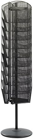 Safco Onyx Rotating Mesh Magazine Holder, Display Rack with 30 Pockets, Brochure Organizer, Commercial-Grade Steel Construction, Black