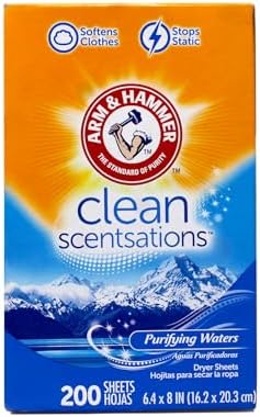 Arm & Hammer Fabric Softener Sheets, Purifying Waters, 200 ct