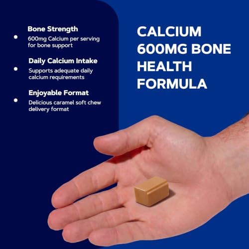 GNC Calcium 600mg Supplement, Supports Strong Bones, Caramel, 60 Servings