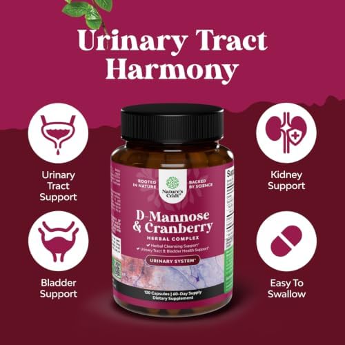 D Mannose with Cranberry Supplement - Potent D Mannose 1000mg Capsules for Kidney Defense Support & Cleanse and Urinary Tract Health for Women & Men