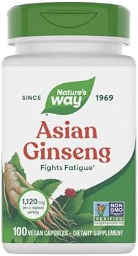 Nature's Way Asian Ginseng, Fights Fatigue*, 1,120mg per Serving, 100 ct | Dietary Supplement, Non-GMO Project Verified, Vegan Capsules