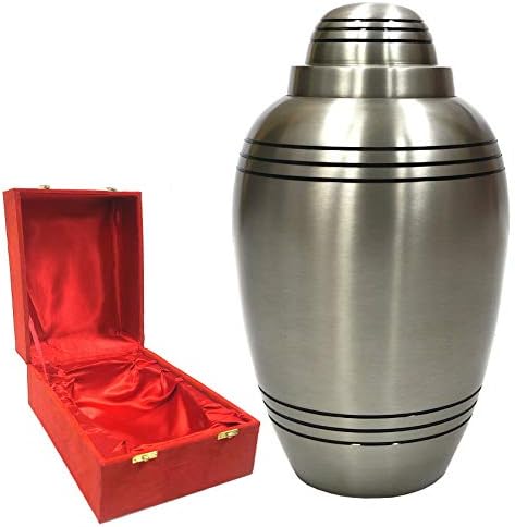Shalimar's Brass Cremation Urn for Human Ashes - Adult Funeral Urn Handcrafted - Affordable Urn for Ashes - Large Urn Deal (11" Silver Urn Engraved