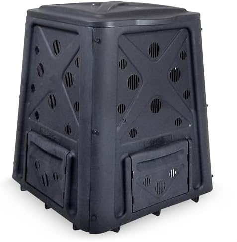 Redmon Outdoor Compost Bin with Lift Off Lid, 4-Door Access & Vent Holes, 65 Gallon