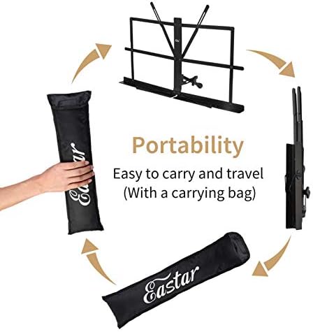 Eastar ESMF-3 Tabletop Music Stand for Sheet Music (Black)