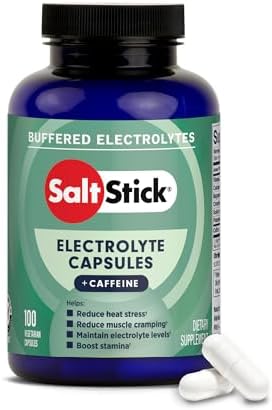 SaltStick Electrolytes with Caffeine - Salt Pills and Electrolytes for Running, Hydration, Leg Cramps Relief, Sports Recovery, Hiking Essentials - Salt, Magnesium, Potassium, Vitamin D3 - 100 Count | Electrolyte capsules to replace what you lose in sweat…