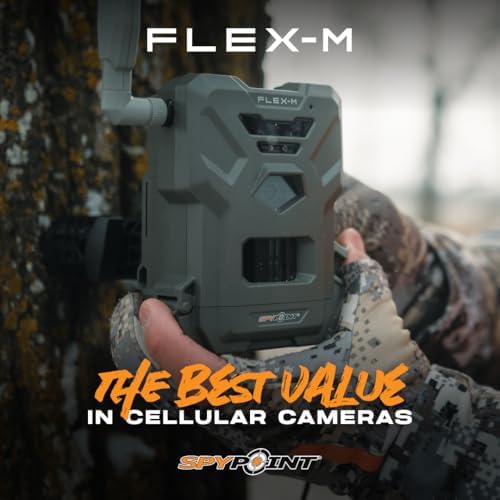 SPYPOINT Flex-M Twin Pack Cellular Trail Cameras - Best Hunting Accessories, No WiFi Needed, GPS, Night Vision, Dual-Sim LTE, IP65 Water-Resistant Game Camera, 28MP Photos, 720p Videos + Sound (2) | IP65 Water-Resistant Game, 720p Videos + Sound, 28MP Ph…