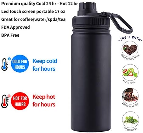 Sivaphe Tea Infuser Bottle With Removable Loose Leaf Tea Strainer Cup 18/8 Stainless Steel Portable Insulated Travel Tea Tumbler Black
