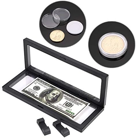 Skelang 3D Floating Display Case with 9 Coin Capsules, 9"×3.54"×0.75" Display Stand Holder Suspension Frame for AA Medallion, Antique Challenge Coin