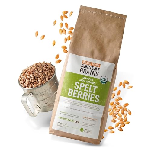 Grand Teton Ancient Grains - 100% Organic Spelt Berries, Whole Unmilled Spelt Berries, US-Grown Farro Organic Grain, Nutritious Baking Staple