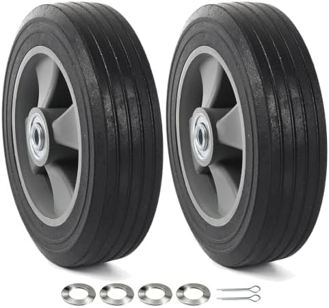 AR-PRO 2-Pack 8" x 2" Solid Run-Flat Replacement Tire with 5/8" Axle & 2" Offset Hub for Hand Trucks Wheelbarrows Dollies Trolleys – Heavy-Duty