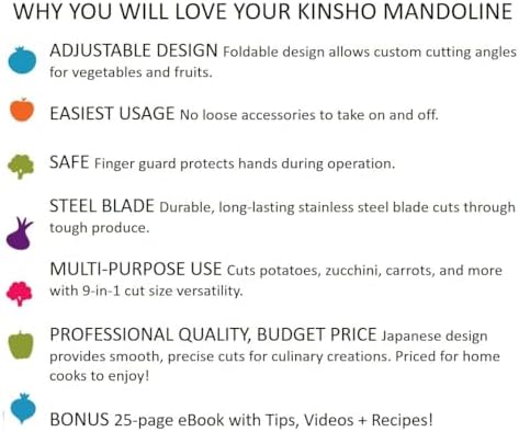 Mandolin Slicer Adjustable Mandoline | Best Hand-Held Cutter for Vegetable Potato Zucchini Food | Professional Steel Blade - Safe Finger Guard