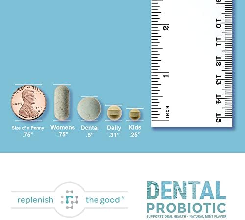 Dental Oral Probiotic, 60 Chewable Tablets - Supplements w/BLIS K12 & M18 - Bad Breath Treatment for Adults - Boosts Oral Health - Fights Halitosis, Tooth Decay, Strep Throat (Mint Flavor)