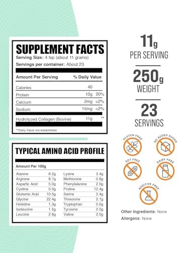 BulkSupplements.com Collagen Peptides Powder - Bovine Collagen Powder, Powdered Collagen Supplement - Hydrolyzed & Gluten Free, 11g per Serving, 1kg (2.2 lbs) (Pack of 1)
