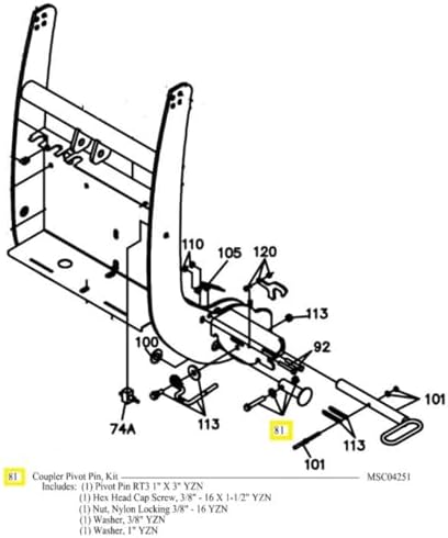 MR. Snowplow Replaces BOSS Part MSC04251 - Pivot PIN KIT RT3