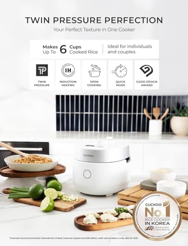 CUCKOO Twin Pressure Induction Rice Cooker, 20-Cup Cooked, CRP-LHTR1009FW