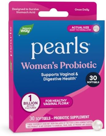 Nature's Way Women's Probiotic Pearls, Supports Vaginal Health*, 30 ct | Supports Vaginal & Digestive Health*, 1 Billion Live Cultures, Protects Against Occasional Bloating & Constipation*, Softgels