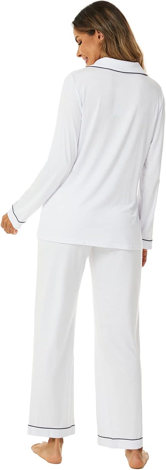 Aamikast Women's Pajama Sets Long Sleeve Button Down Sleepwear Nightwear Soft Pjs Lounge Sets