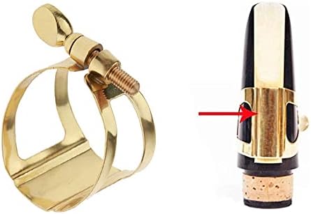 Jiayouy Brass Sax Ligature Alto Saxophone Mouthpiece Ligature Fastener - Gold Plated
