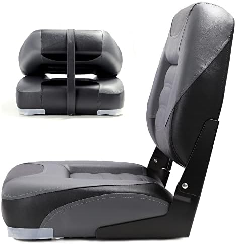 NORTHCAPTAIN T1 Deluxe Low Back Folding Fishing Boat Seats 2 Pack - Premium Bass/Jon/Pontoon Boat Chairs,4 Mounting Screws Included