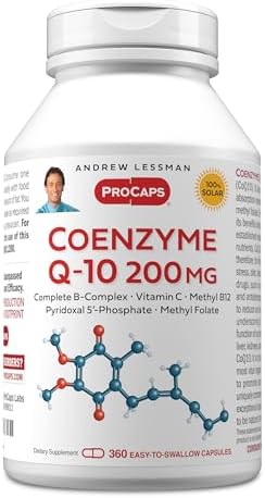 ANDREW LESSMAN Coenzyme Q-10 200 mg 30 Capsules - Essential for Energy Production and Optimum Key Organ Function, Anti-Oxidant Support, Depleted by Aging, Plus B-Complex. Easy to Swallow Capsules | 200 mg Coenzyme Q-10 plus bioavailable B Vitamins & Vita…