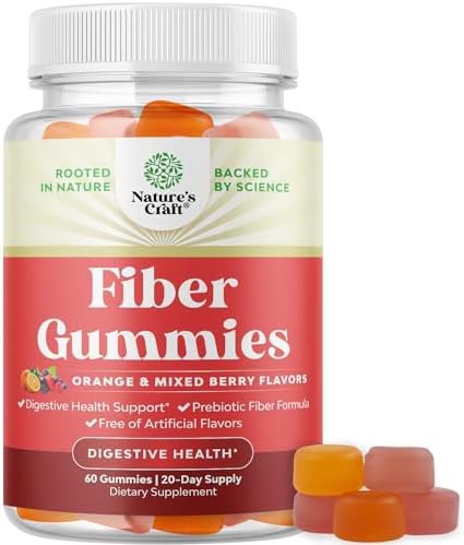 Tasty Prebiotic Fiber Gummies for Adults - High Fiber Supplement Gummies Vitamins for Adults with Prebiotic Soluble Chicory Root for Immunity and