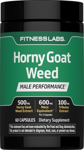 Piping Rock Fitness Labs Horny Goat Weed Complex | 500 mg | 60 Capsules | Vegetarian, Non-GMO Supplement