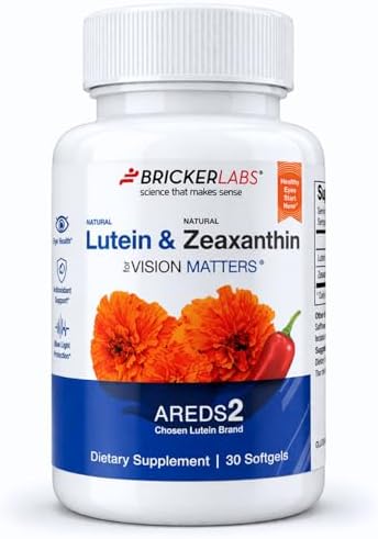 Bricker Labs Natural Lutein + Zeaxanthin Eye Supplement – Supports Eye, Brain, and Skin Health with Macular Carotenoids, Superior Bioavailability