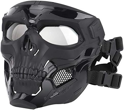 Tactical Mask Protective Full Face Clear Goggle Skull mask Dual Mode Wearing Design Adjustable Strap