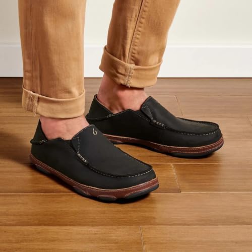 OluKai Moloa Men's Premium Leather Shoes, Easy Slip On & Off Design | Casual & Versatile Loafer, Drop-in Heel & Enhanced Traction