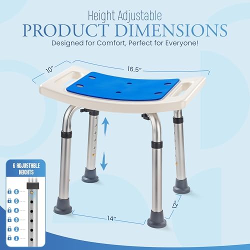 Dr Kays Shower Chair for Inside Shower, Bathroom Seat with Crossbars