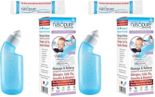 DR HANA'S NASOPURE Nasal Wash, “The Nicer Neti Pot” Little Sampler Sinus Wash Kit, Comfortable Rinse, 4 Oz