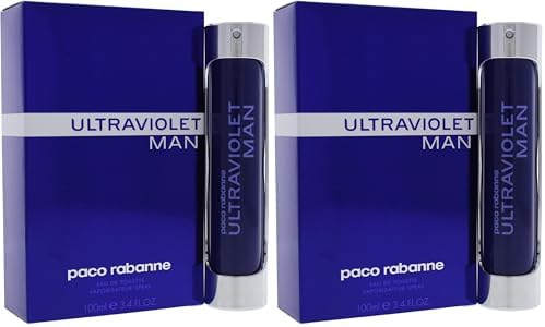 Paco Rabanne Ultraviolet Perfume For Men - Woody Oriental Fragrance - Opens With Notes Of Mint And Spicies - Blended With Amber And Vetiver - Long Lasting Scent - Eau De Toilette Spray - 3.4 Oz